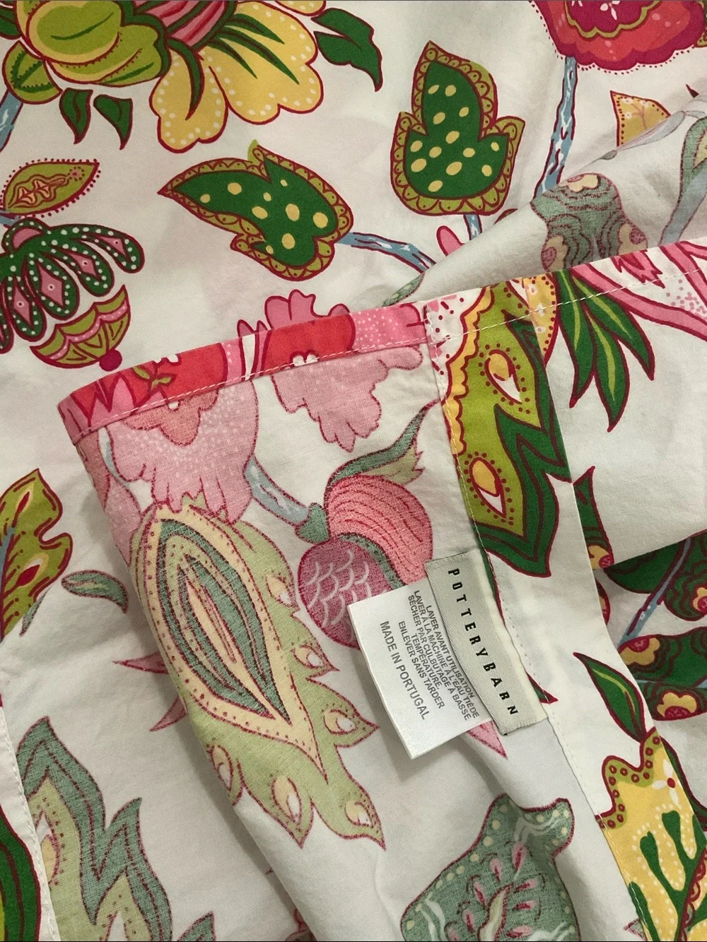 Pottery Barn Floral Cotton Panel in Pink, Green and Yellow
